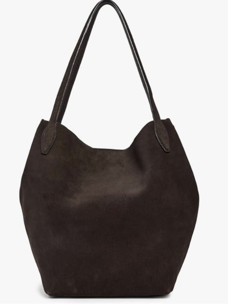 Madewell Olive Green Suede Leather Shoulder Tote | New | Protective Handle Wrap